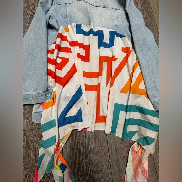 Dqmane Colorful Denim Jacket with Geometric Patterns - Picture 8 of 8